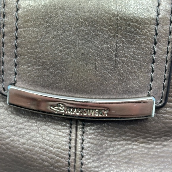 B Makowsky Puddy/Gray Soft Leather Handbag Purse - Picture 6 of 8